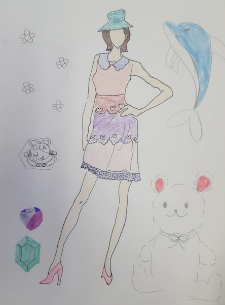 骨格の書き方やレースの表し方を教えていただき、黙々と作業していました。